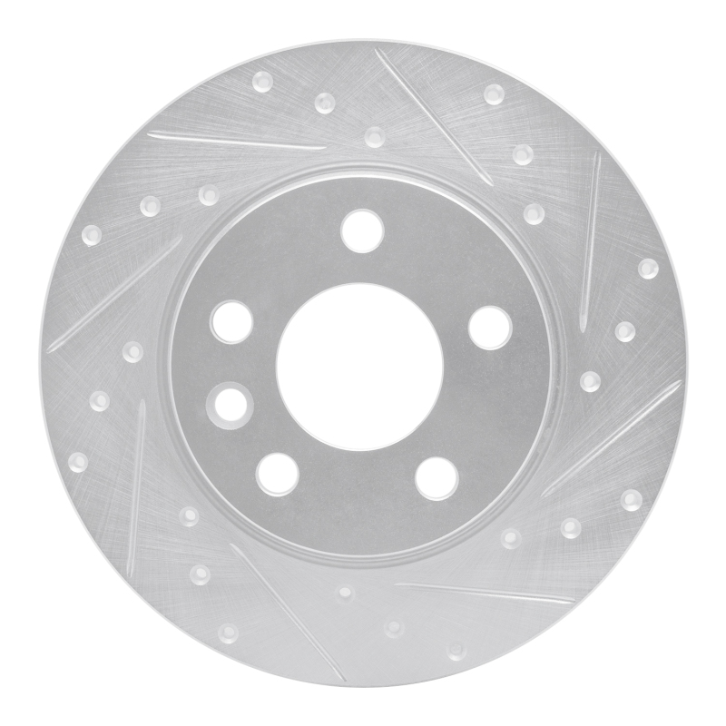 Volkswagen EuroVan Brake Rotor (1) - Rear Right - R1 Concepts - Drilled & Slotted - Silver - `96-`00
